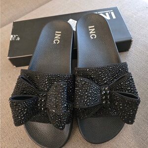 INC International Concepts Black Sneakers with Glitter Accents